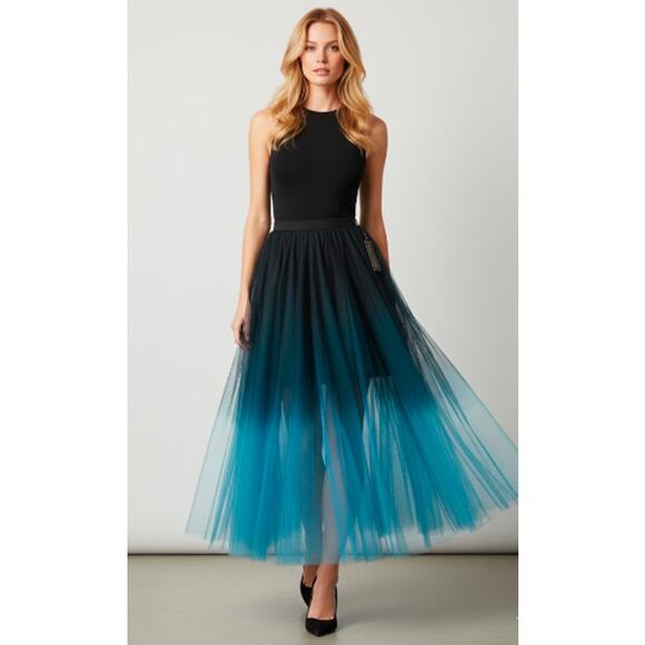 Sachin + Babi Maxine Skirt Blue Ombre Tulle Layered A Line Skirt XS/S NWT 498 - Picture 1 of 5